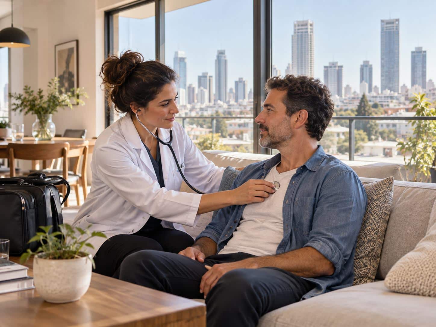 ביקור רופא בבית כולל בדיקת מצב המטופל